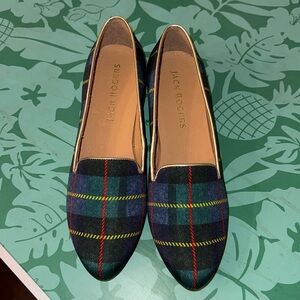 Jack Rogers Ginny Loafer blue and green plaid New!